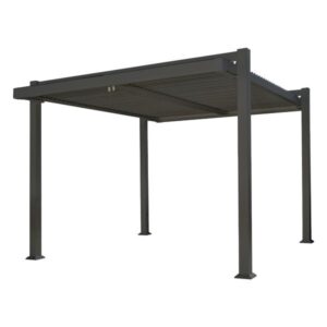 **Produto:** Pergolado Bioclimático de Alumínio

**Marca:** Naterial  
**Coleção:** Persea  
**Estilo:** Atemporal  

### Dimensões e Peso
- **Altura:** 246 cm  
- **Largura:** 360 cm  
- **Profundidade:** 320 cm  
- **Área de Cobertura:** 11,52 m²  
- **Peso do Produto:** 138 kg  

### Materiais
- **Material da Estrutura:** Alumínio  
- **Material da Cobertura:** Alumínio  
- **Cor:** Cinza  

### Características Técnicas
- **Bioclimático:** Permite ajuste da abertura da cobertura através de uma alavanca giratória, controlando a intensidade da luz solar.
- **Escoamento de Água:** Estrutura projetada para evitar acúmulo de água, garantindo durabilidade e segurança.
- **Proteção UV:** Cobertura sólida em alumínio oferece proteção total contra raios solares quando fechada.

### Montagem e Manutenção
- **Montagem:** Produto entregue desmontado, com alta complexidade na montagem. Recomendado auxílio profissional.
- **Conservação:** Fácil manutenção com limpeza utilizando um pano úmido e detergente neutro.
- **Garantia:** 60 meses para defeitos de fabricação, não cobre mau uso.

### Observações
- Nunca colocar peso excessivo sobre a estrutura ou cobertura do pergolado.
- Ideal para combinar com móveis de jardim, proporcionando conforto e estilo no ambiente externo.

### Aplicações
- Perfeito para áreas externas como jardins, varandas e espaços de lazer, proporcionando sombra e proteção contra intempéries, além de ser um elemento decorativo elegante.