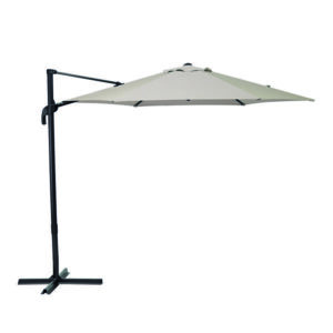 **Produto**: Ombrelone 2,5x2,9m Lateral em Alumínio/Aço Taupe Avea Naterial

**Características Gerais**:
- **Tipo de Ombrelone**: Lateral
- **Marca**: Naterial
- **Coleção**: Avea
- **Modelo**: Atemporal
- **Formato**: Hexagonal
- **Cor**: Taupe (Tonalidade Bege)

**Dimensões**:
- **Altura**: 2,50 m
- **Largura**: 2,90 m
- **Profundidade**: 2,90 m
- **Dimensão Total**: 2,5 x 2,9 m

**Materiais**:
- **Estrutura**: Metal (combinando Alumínio e Aço)
- **Cobertura**: Tecido de Poliéster

**Funcionalidades**:
- **Articulável**: Não
- **Inclinação do Ombrelone**: Frontal
- **Giro 360º**: Sim
- **Proteção UV**: Sim
- **Fator de Proteção Solar**: 30 UV
- **Possui Pedal**: Sim
- **Possui LED**: Sem LED Integrado
- **Possui Manivela**: Sim

**Peso e Montagem**:
- **Peso do Produto**: 15,00 Kg
- **Montagem**: Desmontado
- **Complexidade de Montagem**: Média (recomendado que mais de uma pessoa leiga participe)

**Garantia**:
- **Garantia do Fabricante**: 24 meses

**Atenções**:
- A base do ombrelone deve ser adquirida separadamente.
- Em caso de chuvas fortes e ventanias, recomenda-se recolher o ombrelone.

**Instruções de Uso e Manutenção**:
- Verificar a firmeza da base antes de encaixar o ombrelone.
- Pode ser necessário apertar periodicamente os parafusos da estrutura metálica.
- Para limpeza, usar água e sabão neutro com um pano ou esponja macia.
- Guardar o ombrelone seco para evitar manchas e mofo.

**Aplicações**:
- Ideal para áreas de lazer, como jardins e ao redor de piscinas, proporcionando sombra e conforto.
- Design elegante que combina com diversas decorações externas.

**Observações**:
- A instalação é simples e pode ser feita em mesas com furo para ombrelone ou em bases específicas.