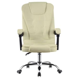 **Cadeira de Escritório Presidente Base Cromada com Rodinha Fortt Leeds Branca - CPF06-B**

**Descrição Geral:**
A Cadeira de Escritório Presidente Fortt Leeds é uma escolha ideal para quem busca conforto e funcionalidade em ambientes de trabalho ou estudo. Com design moderno e elegante na cor branca, ela combina com diversos estilos de decoração, tornando-se um item essencial para o dia a dia.

**Características Técnicas:**

- **Modelo:** CPF06-B
- **Cor:** Branco
- **Material da Estrutura:** Metal e madeira compensada
- **Material do Revestimento:** Couro PVC
- **Base:** Cromada
- **Rodinhas:** Sim, com proteção ao piso
- **Peso do Produto:** 12,10 kg
- **Peso Suportado:** Até 120 kg
- **Dimensões:**
  - Altura: 65 cm
  - Largura: 51 cm
  - Comprimento: 46 cm
  - Altura Mínima da Cadeira: 105 cm
  - Altura Máxima da Cadeira: 113 cm
  - Profundidade do Assento: 44 cm
  - Largura do Assento: 50 cm
  - Altura do Chão ao Assento: 42-52 cm
  - Altura do Chão ao Braço: 65-73 cm
  - Altura do Assento ao Braço: 25 cm
  - Distância entre os Braços: 48 cm
  - Altura do Encosto: 66 cm
  - Largura do Encosto: 50 cm
  - Espessura do Assento: 8 cm

**Funcionalidades:**

- **Ajuste de Altura:** Sim, permite a personalização da altura do assento para melhor adaptação ao usuário.
- **Encosto Reclinável:** Sim, com até 135 graus de inclinação, proporcionando maior conforto.
- **Cadeira Giratória:** Permite rotação de 360 graus, facilitando o deslocamento em ambientes de trabalho.
- **Apoio de Braço:** Sim, com braços fixos (não reguláveis), para suporte adicional durante o uso.
- **Limpeza e Manutenção:** Fácil de limpar, recomenda-se o uso de pano macio seco ou levemente umedecido com água.

**Considerações Importantes:**

- **Montagem:** Não montada, tempo médio de montagem de 30 minutos.
- **Garantia:** 3 meses contra defeitos de fabricação.
- **Observações:** O tom da cor pode variar de acordo com o lote e/ou características do monitor. Fotos meramente ilustrativas.

**Conclusão:**
A Cadeira de Escritório Presidente Fortt Leeds é uma opção robusta e estilosa, projetada para oferecer conforto durante longas horas de uso, ideal para profissionais e estudantes que buscam um produto de qualidade para seu espaço de trabalho.