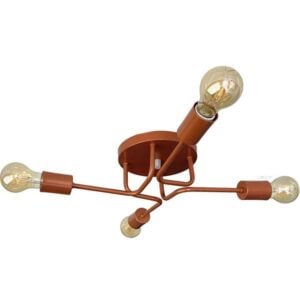 **Produto:** Luminária Para Quarto Sala Cozinha Sputnik 4 Braços

**Descrição Geral:**
A luminária sputnik de teto é uma peça de design contemporâneo, ideal para iluminar e decorar ambientes internos como quartos, salas e cozinhas. Com uma estética moderna e elegante, ela se destaca pela sua estrutura de 4 braços, que permite uma distribuição uniforme da luz.

**Especificações Técnicas:**

- **Modelo:** Luminária Sputnik 4 Braços
- **Tipo:** Luminária de Teto
- **Dimensões:**
  - **Altura:** 10,00 cm
  - **Largura:** 40,00 cm
  - **Canopla de Teto:** 17 cm de diâmetro
- **Material:**
  - **Corpo:** Alumínio
  - **Acabamento:** Pintura eletrostática a pó, proporcionando maior durabilidade e resistência à corrosão
  - **Soquete:** Porcelana
- **Quantidade de Soquetes:** 4
- **Tipo de Lâmpada:** Compatível com lâmpadas comuns ou LED (não inclusas)
- **Soquete para Lâmpada:** E27
- **Tensão Elétrica:** Bivolt (110/220VCA)
- **Peso:** 0,50 kg
- **Cor:** Cobre
- **Tonalidade:** Cobre

**Características Funcionais:**
- **Design Moderno:** O estilo sputnik é ideal para ambientes que buscam uma estética contemporânea e minimalista.
- **Distribuição de Luz:** Os 4 braços permitem uma iluminação ampla, tornando-a ideal para espaços maiores.
- **Durabilidade:** O material em alumínio e a pintura eletrostática garantem que a luminária não enferruje, aumentando sua vida útil.
- **Facilidade de Instalação:** A luminária é projetada para fácil instalação no teto, acompanhando soquetes e todas as instruções necessárias.

**Garantia:**
- **Período:** 3 meses contra defeitos de fabricação.

**Itens Inclusos:**
- Luminária Sputnik 4 Braços
- Soquetes (4 unidades)
- Não acompanha lâmpadas

**Recomendações de Uso:**
Ideal para ambientes internos, como:
- Quartos
- Salas de estar
- Cozinhas

Esta luminária proporciona não apenas funcionalidade, mas também um toque de estilo e modernidade a qualquer ambiente.