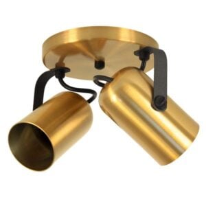 **Produto:** Luminária de Teto 2 Spots Direcionáveis Focus Fit Dourado 1282

**Descrição Geral:**
A Luminária de Teto 2 Spots Direcionáveis Focus Fit Dourado 1282 é uma peça elegante e funcional, projetada para iluminar diversos ambientes com sofisticação. Com um acabamento em dourado, ela combina estética contemporânea e praticidade, sendo ideal para salas, escritórios, corredores e outros espaços.

**Características Técnicas:**

- **Modelo:** Spot de sobrepor
- **Cor:** Dourado
- **Material:** Alumínio (canopla e corpo)
- **Altura:** 15,00 cm
- **Largura:** 15,00 cm
- **Peso:** 0,40 kg
- **Voltagem:** 127V/220V
- **Número de Soquetes:** 2 (soquetes tipo E27)
- **Número de Lâmpadas:** 2 (lâmpadas não inclusas)
- **Garantia do Fabricante:** 3 meses

**Design e Funcionalidade:**
- A luminária possui um design moderno com dois spots direcionáveis, permitindo que a luz seja ajustada para focar em áreas específicas do ambiente.
- A canopla (parte que fixa ao teto) é feita de alumínio, garantindo durabilidade e resistência.
- Os spots possuem um acabamento metálico que proporciona um brilho sofisticado, ideal para compor ambientes elegantes.

**Conteúdo da Embalagem:**
- 1 Luminária de Teto (modelo com 2 spots)
- Observação: Lâmpadas não estão inclusas na embalagem.

**Aplicações:**
- Perfeita para ambientes residenciais e comerciais.
- Pode ser utilizada em salas de estar, quartos, escritórios, cozinhas e corredores, oferecendo iluminação direcionada e aconchegante.

**Dicas de Uso:**
- Recomenda-se o uso de lâmpadas LED para maior eficiência energética e durabilidade.
- A instalação deve ser feita por um profissional qualificado para garantir segurança e funcionalidade.

**Slogan:** "Sua casa única!" - Peças com design sofisticado e acabamento impecável, tudo para iluminar seu ambiente com charme e elegância.